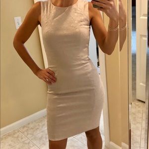 H&M beige textured knee length dress size 4.